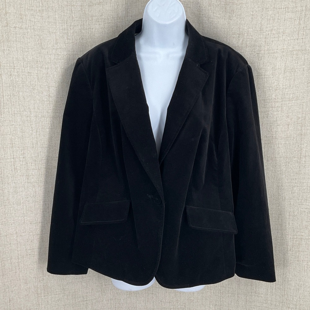 Talbots Blazer Women 14P Black Cotton Velveteen‎ Paisley Lining Classic Preppy